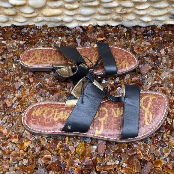 Sam Edelman Kane Black Slip On Leather Sandals w/Silver Detailing. Size 10. VUC! - Picture 5 of 7